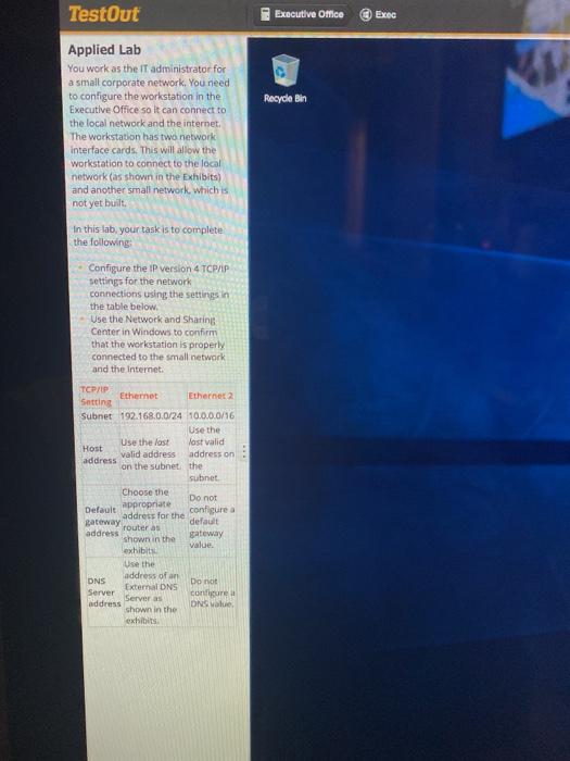 TestOut Executive Office Exec Recycle Bin Applied Lab