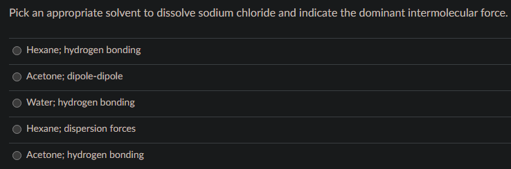 Solved Pick An Appropriate Solvent To Dissolve Sodium 3556