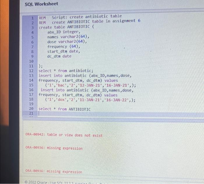 Solved Why am I not getting a table when I run this script? | Chegg.com
