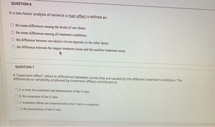 Solved QUESTION 6 In a two-factor analysis of variance a | Chegg.com