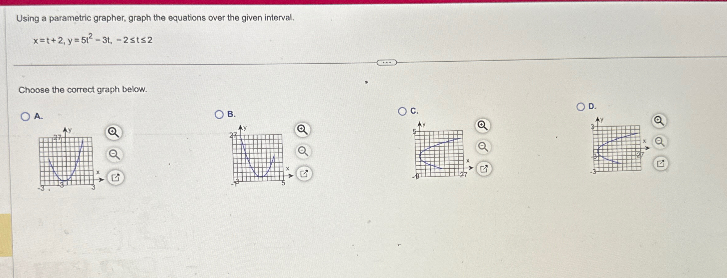 Solved Using a parametric grapher, graph the equations over | Chegg.com