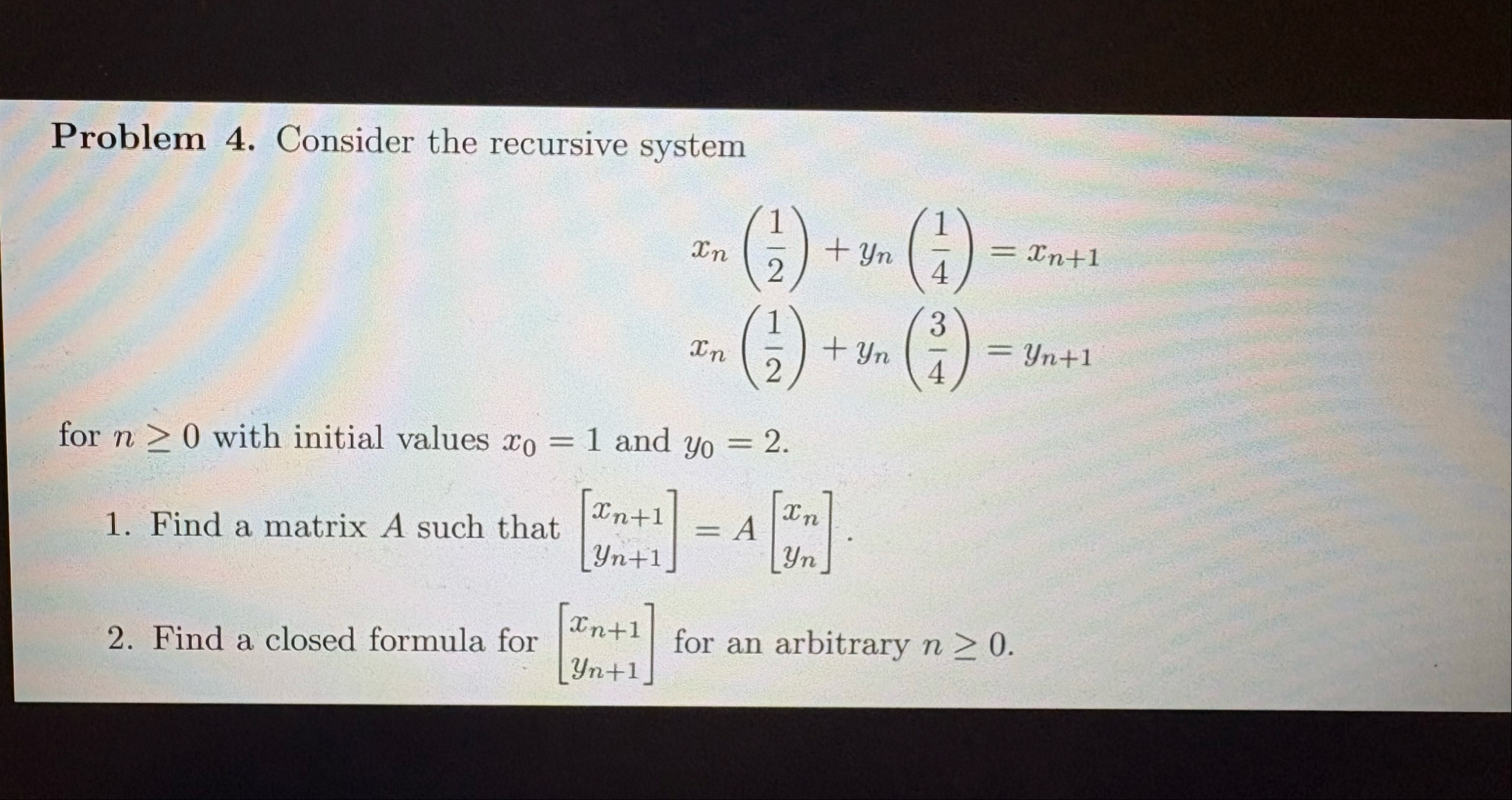 Problem 4. ﻿Consider the recursive | Chegg.com
