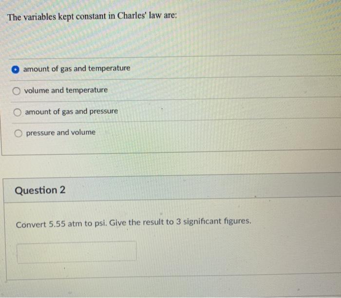 Solved please answer quickly !The variables kept constant in 