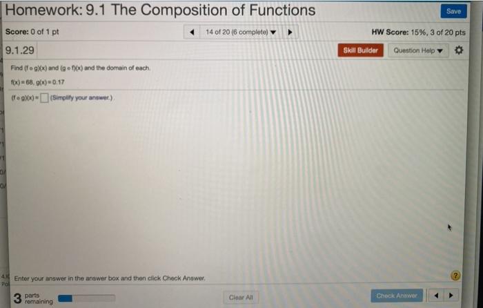 Solved Homework: 9.1 The Composition of Functions Save | Chegg.com