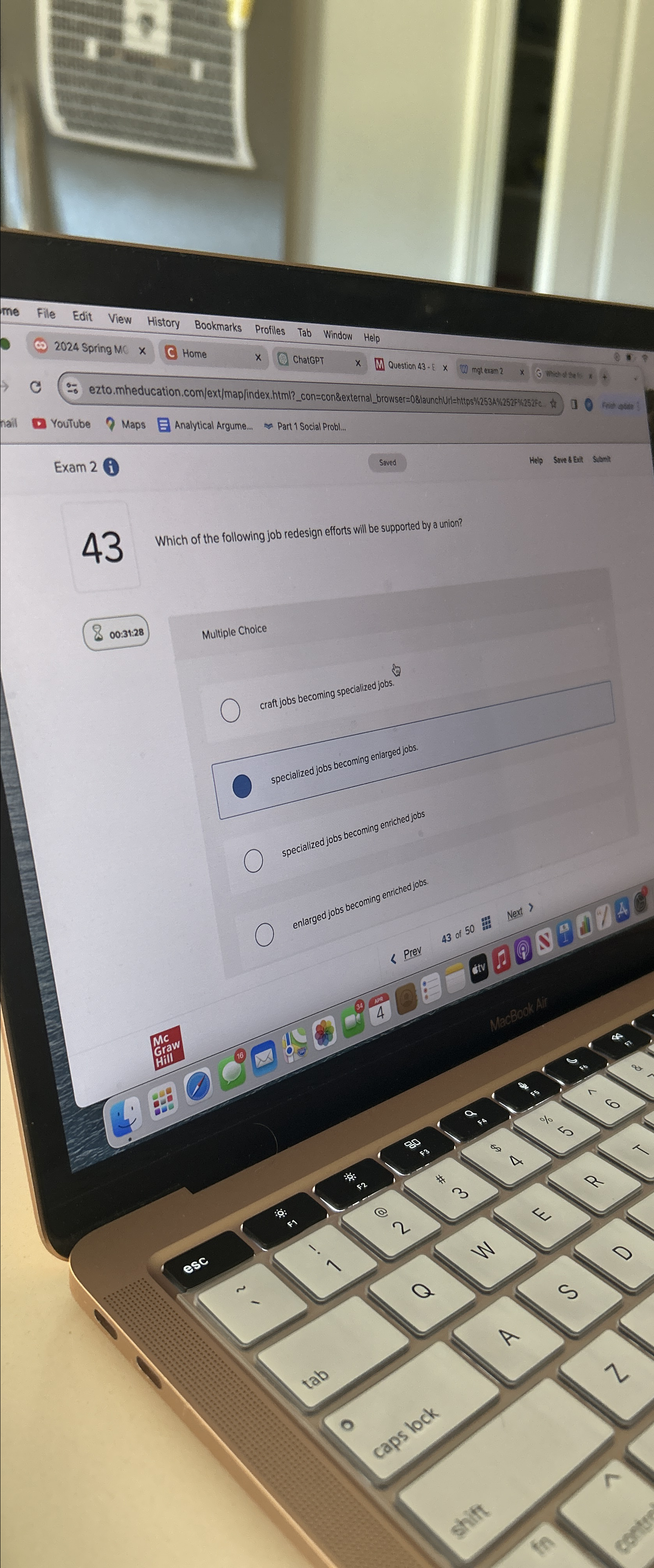 Solved Exam 2 (i)43 ﻿Which of the following job redesign | Chegg.com
