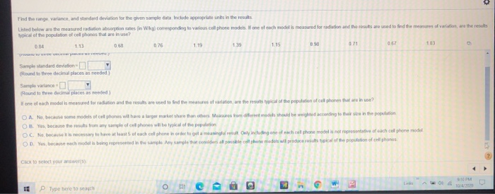 Solved Find the range and standard deviation for the given | Chegg.com