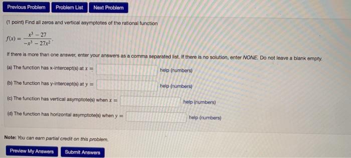 Solved Previous Problem Probler List Next Problem point) | Chegg.com