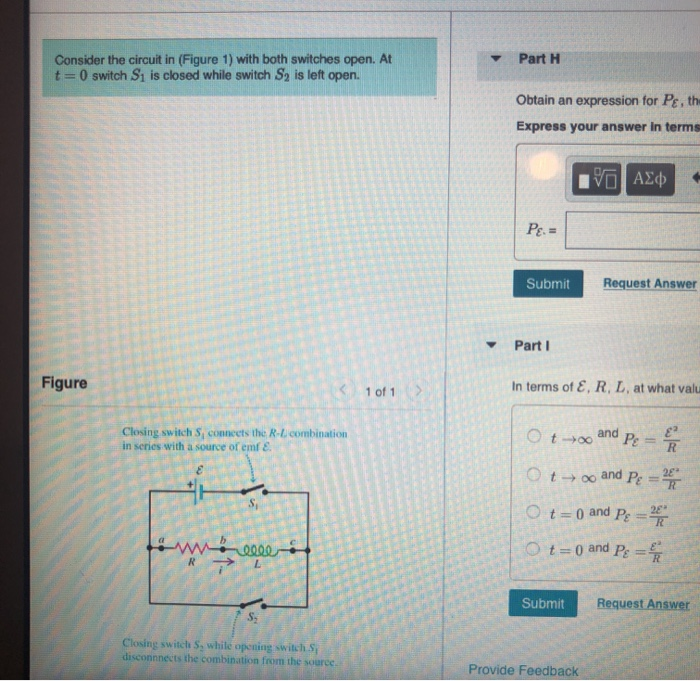 Solved Part H Consider the circuit in (Figure 1) with both | Chegg.com