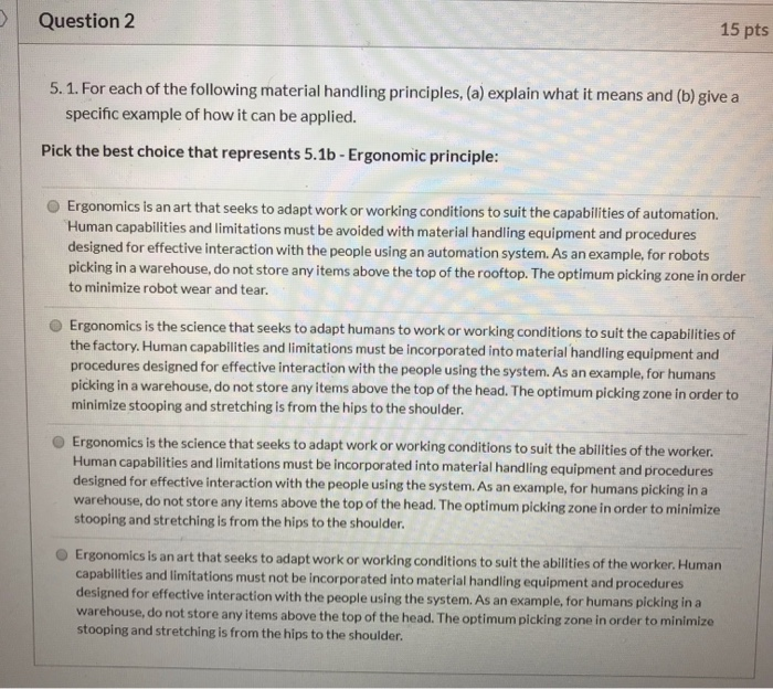 Solved Question 2 15 pts 5.1. For each of the following | Chegg.com