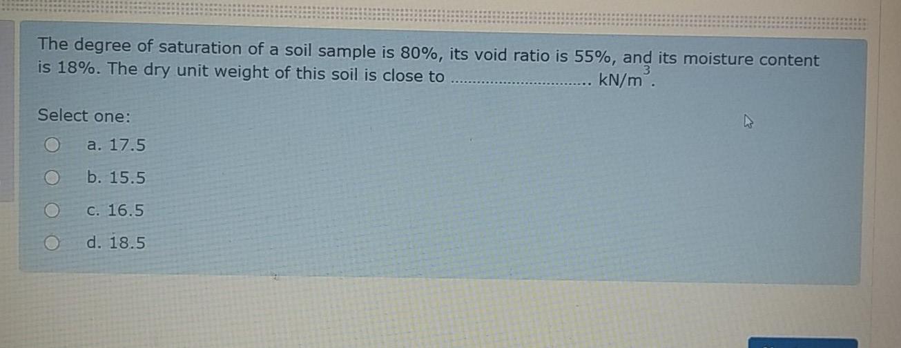 Solved The degree of saturation of a soil sample is 80%, its | Chegg.com