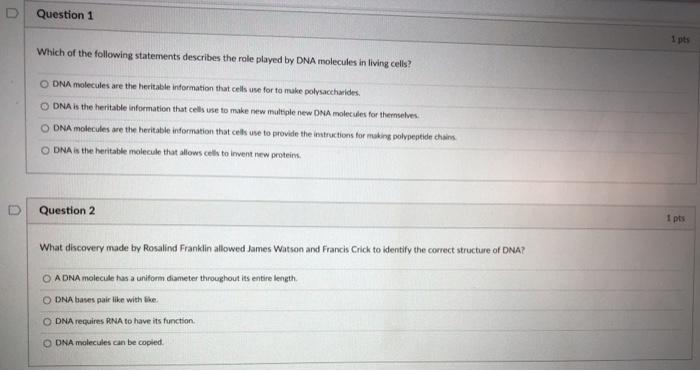 Solved D Question 1 1 pts Which of the following statements | Chegg.com