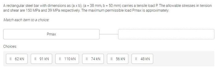 Solved A rectangular steel bar with dimensions as (axb), (a | Chegg.com
