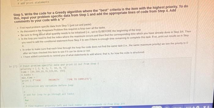 Solved Step 1. Input the problem specific data. - I have | Chegg.com