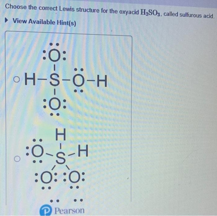 Solved Choose the correct Lewis structure for the oxyacid | Chegg.com