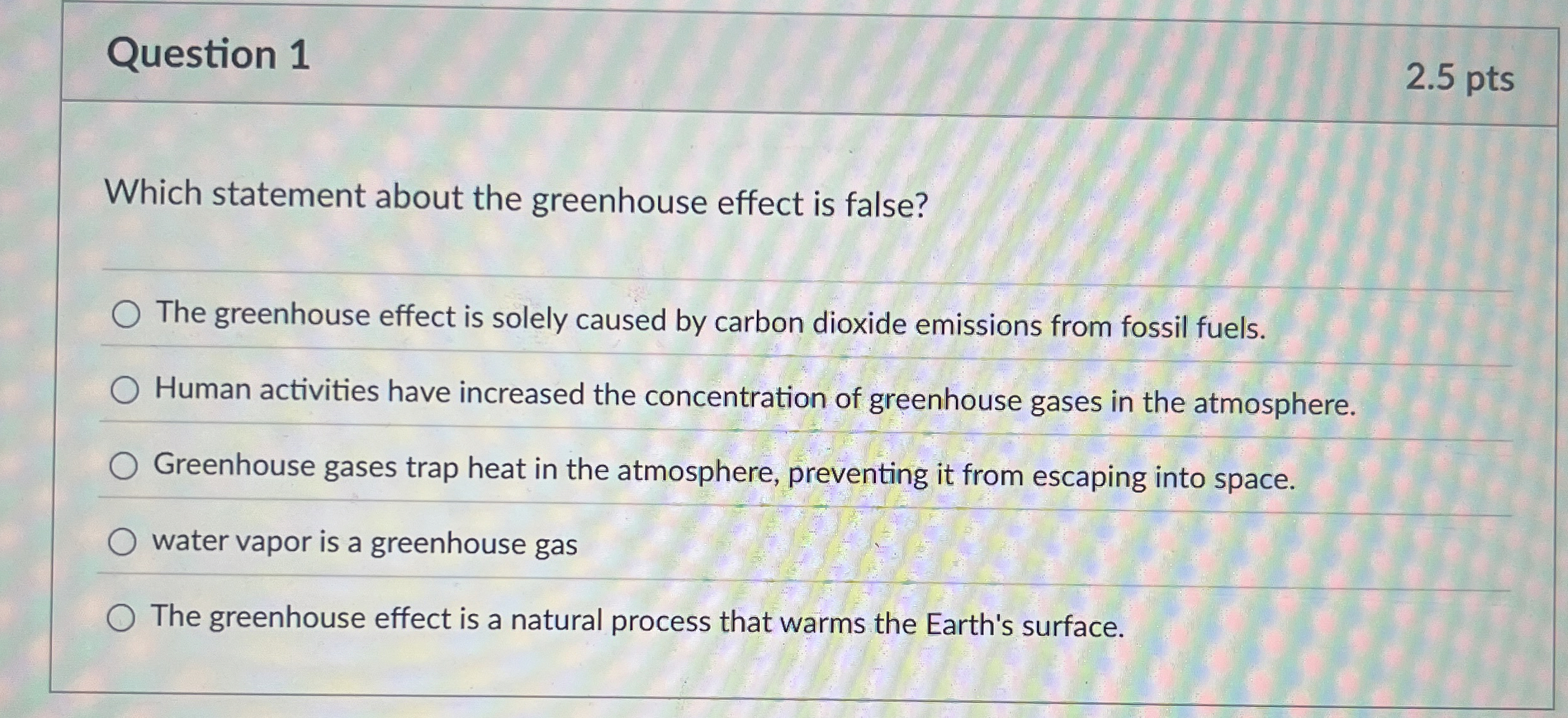[Solved] Question 1 Which statement about the greenhouse ef