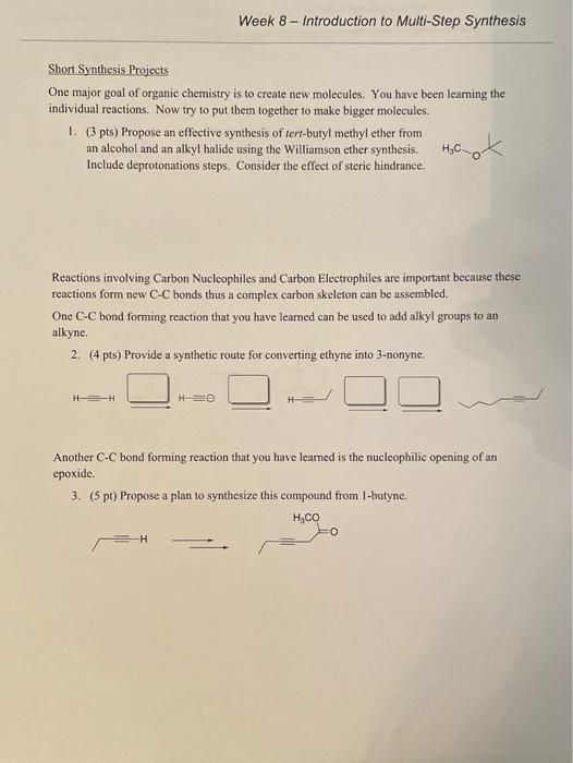 Solved Week 8 - Introduction To Multi-Step Synthesis Short | Chegg.com
