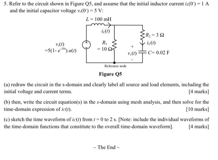 Solved 5. Refer to the circuit shown in Figure Q5, and | Chegg.com