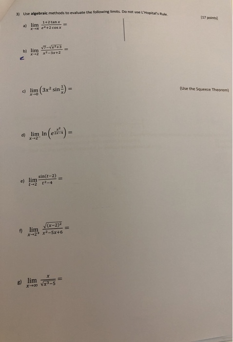 Solved 31 Use algebraic methods to evaluate the following | Chegg.com