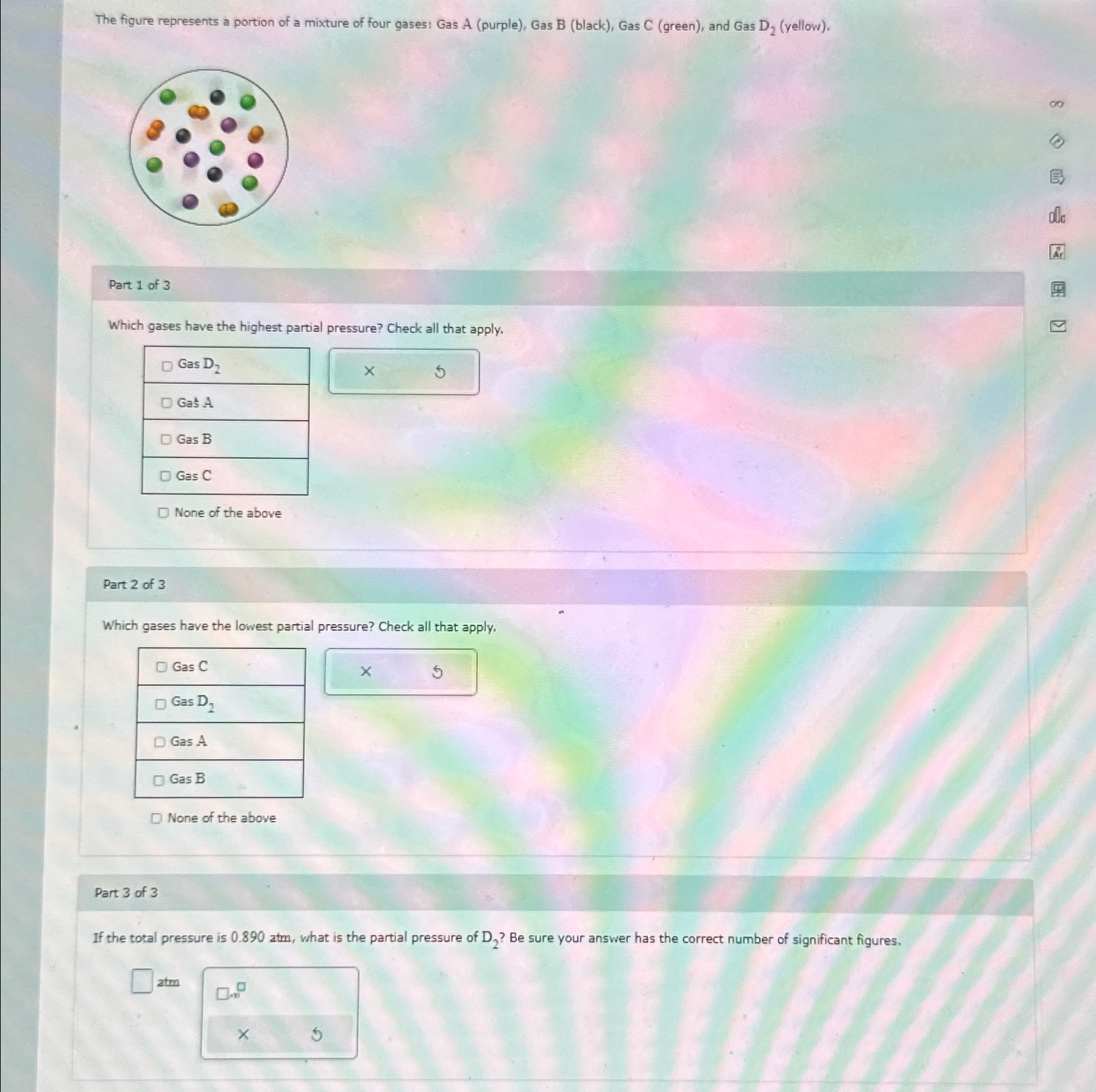 Solved The figure represents a portion of a mixture of four | Chegg.com