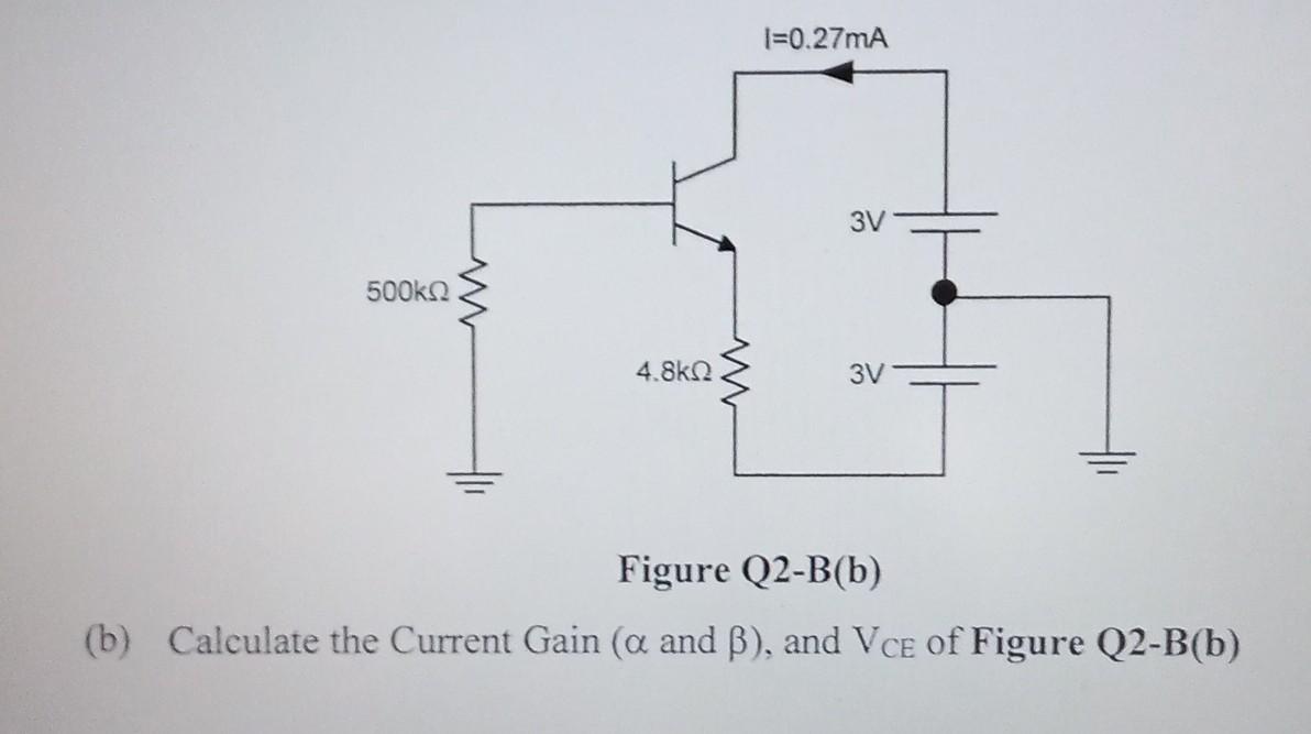 Solved Figure Q2−B(b) B) Calculate The Current Gain ( α And | Chegg.com