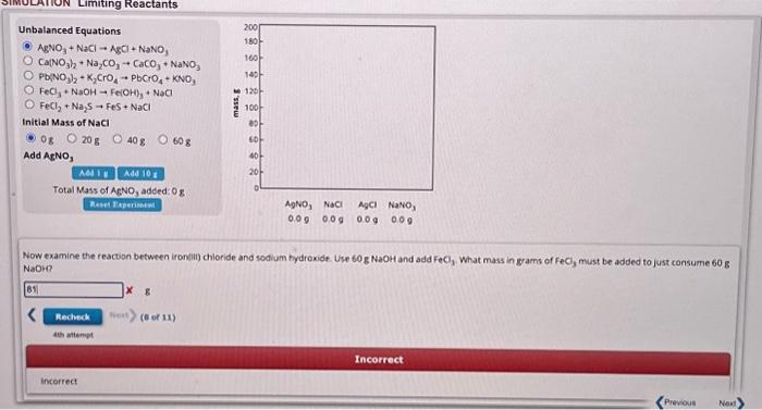 Solved Unbalanced Equations AgNO3 + NaCl → AgCl + NaNO3 O | Chegg.com