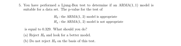 Solved 5. You have performed a Ljung-Box test to determine | Chegg.com