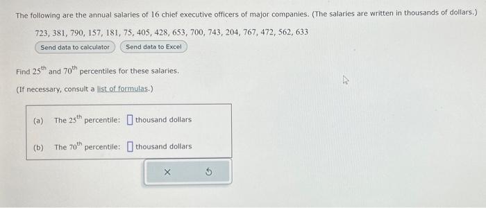 Solved The following are the annual salaries of 16 chief | Chegg.com
