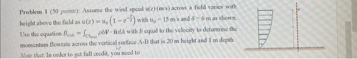 Solved Problem 1 (50 points): Assume the wind speed | Chegg.com