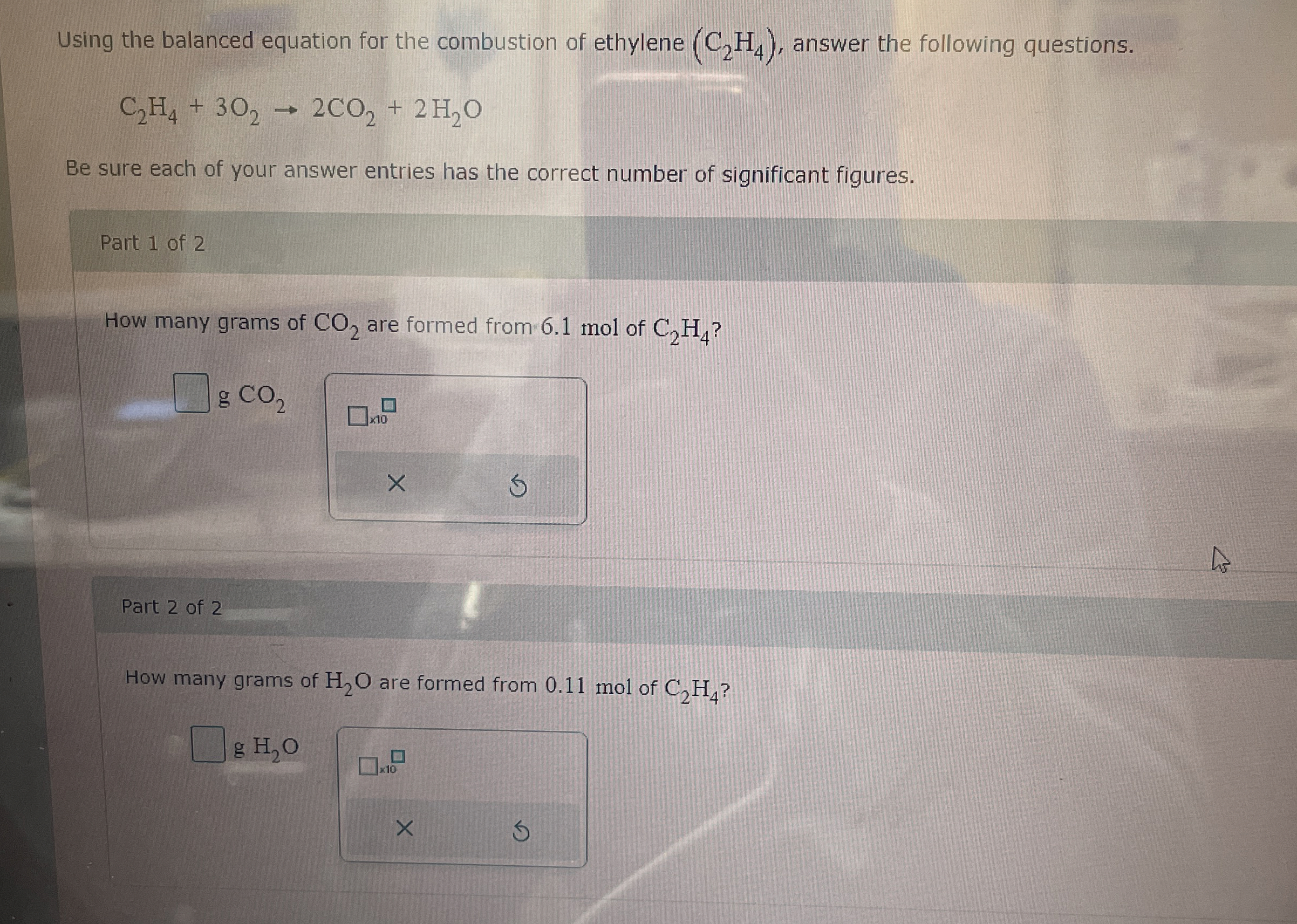 Solved Using the balanced equation for the combustion of | Chegg.com