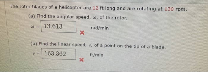 Solved The rotor blades of a helicopter are 12 ft long and | Chegg.com