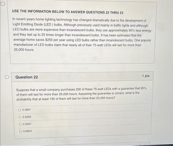 Solved 0 USE THE INFORMATION BELOW TO ANSWER QUESTIONS 22