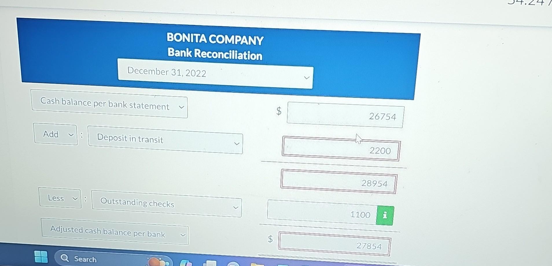 Solved The statement from Jackson County Bank on December 31