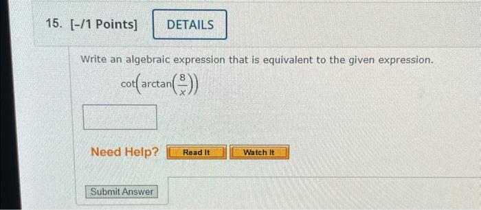 Solved Write an algebraic expression that is equivalent to | Chegg.com