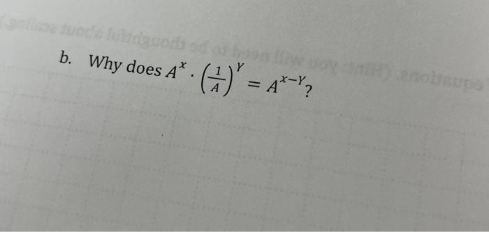 \( A^{x} \cdot\left(\frac{1}{A}\right)^{Y}=A^{x-Y} ? \)