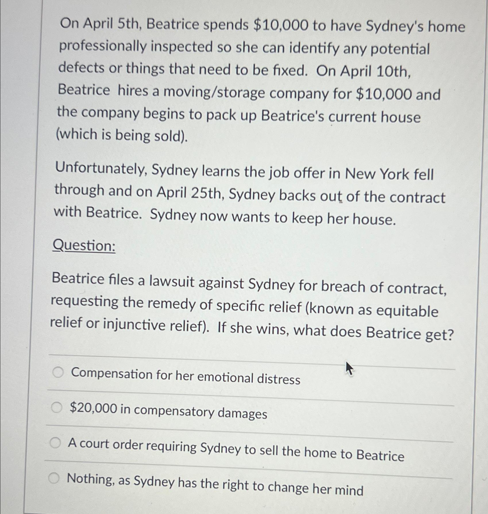 Solved On April 5 th Beatrice spends 10 000 to have Chegg