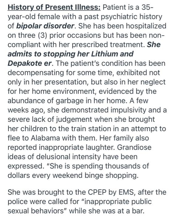 Solved History of Present Illness: Patient is a 35- year-old | Chegg.com