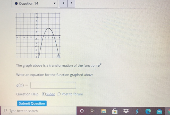 Solved Question 14 > The graph above is a transformation of | Chegg.com