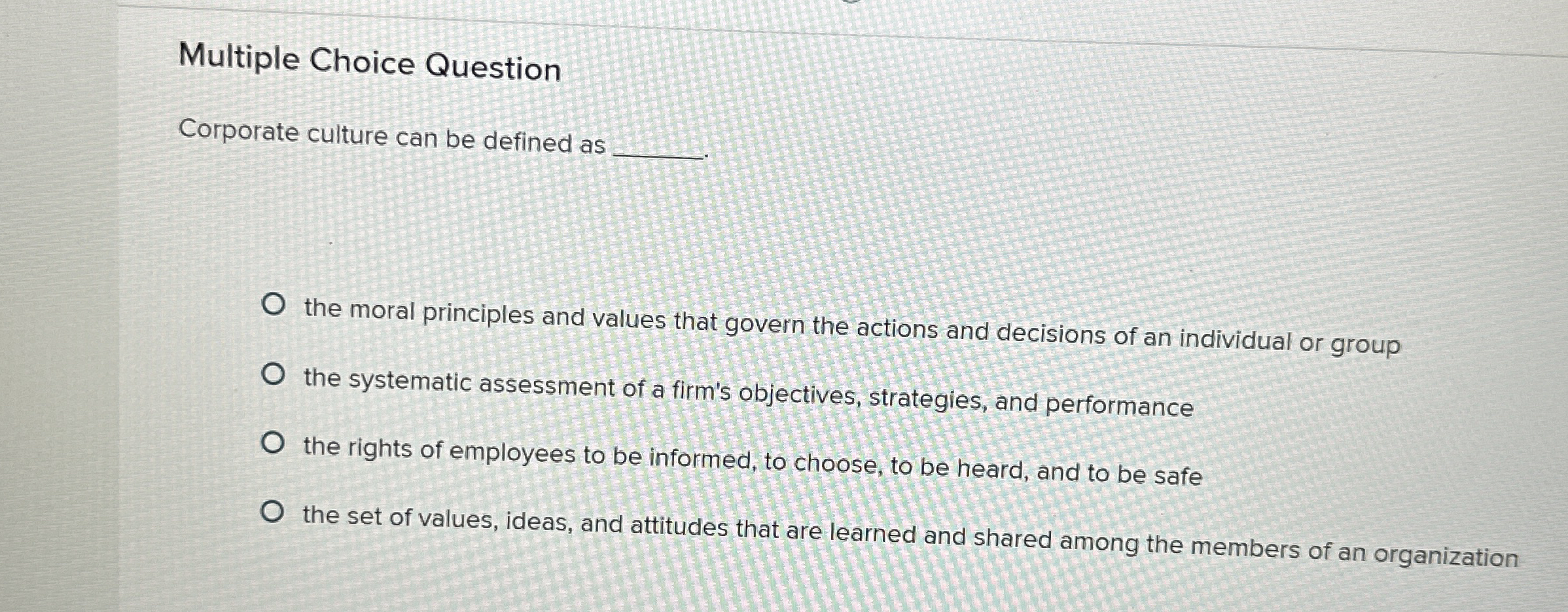 Solved Multiple Choice QuestionCorporate culture can be | Chegg.com