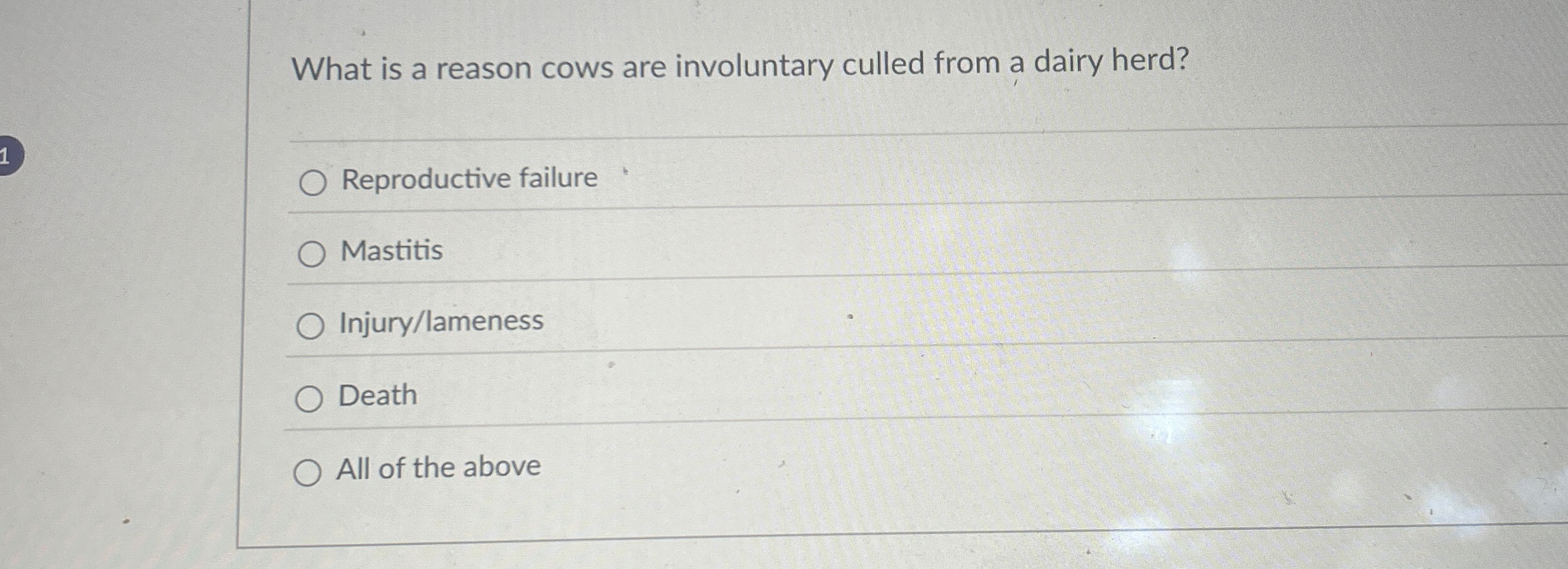 Solved What is a reason cows are involuntary culled from a