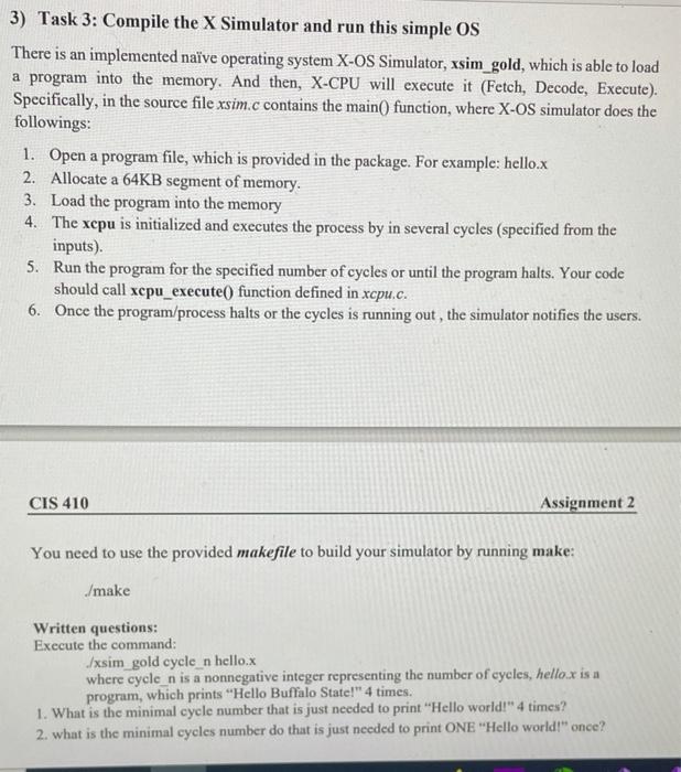 3) Task 3: Compile the X Simulator and run this | Chegg.com