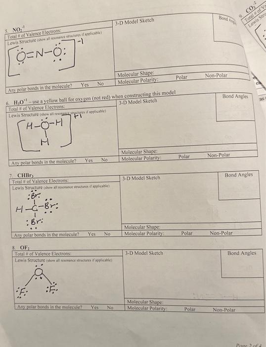 Lab Partner: Lewis Structures and Molecular Shapes 2. | Chegg.com