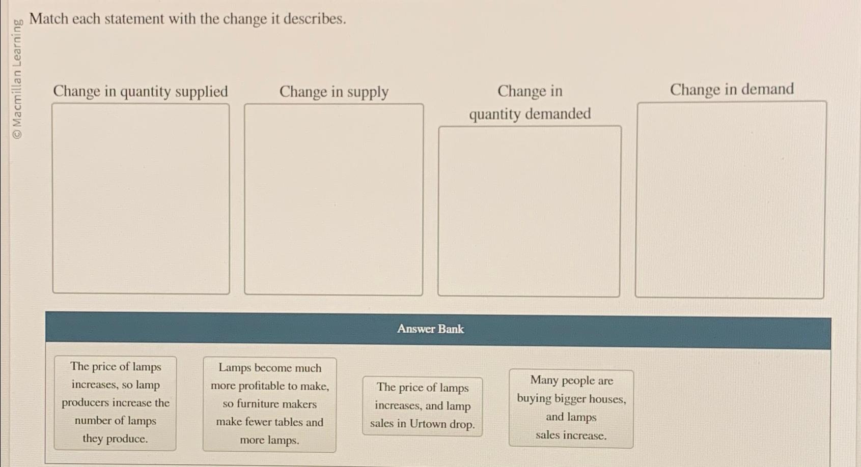 Solved Match each statement with the change it