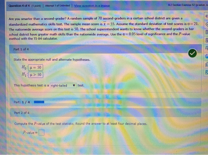 Solved Question 4 of 4 (1 point) Attempt 1 of Unlimited View | Chegg.com