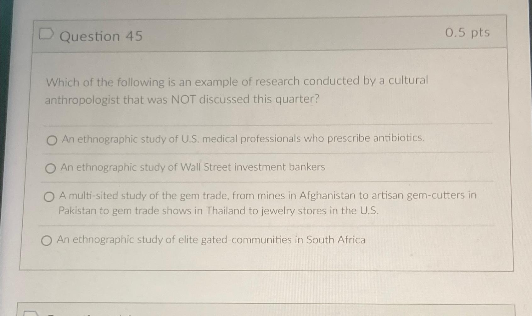 Solved Question 450.5 ﻿ptsWhich of the following is an | Chegg.com