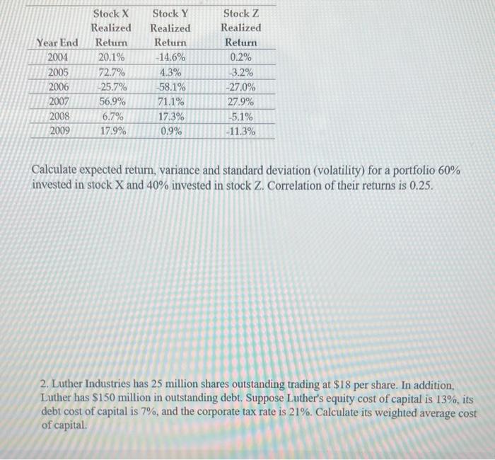 Solved Calculate Expected Return, Variance And Standard | Chegg.com