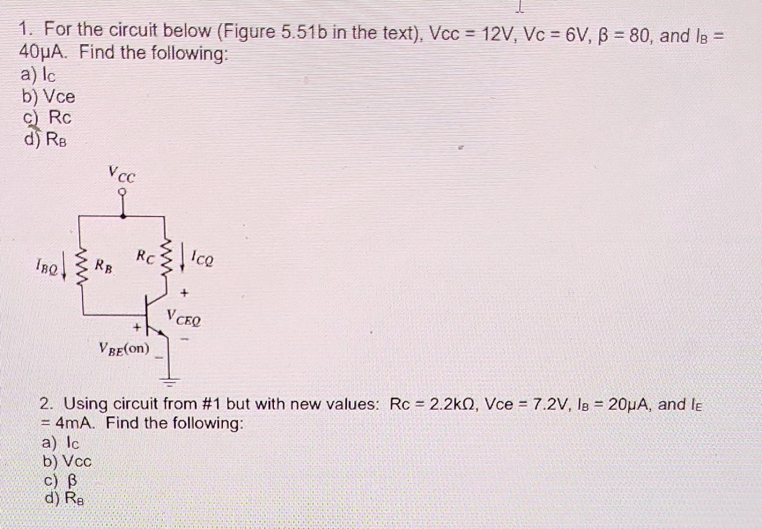 Solved 1. For The Circuit Below (Figure 5.51 B In The Text), | Chegg ...