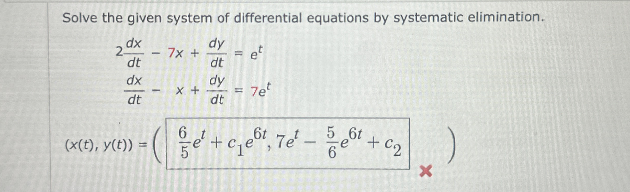 Solved Solve the given system of differential equations by | Chegg.com