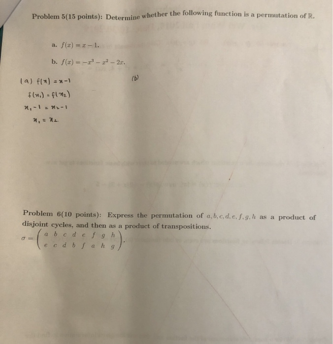 Solved whether the following function is a permutation of R. | Chegg.com