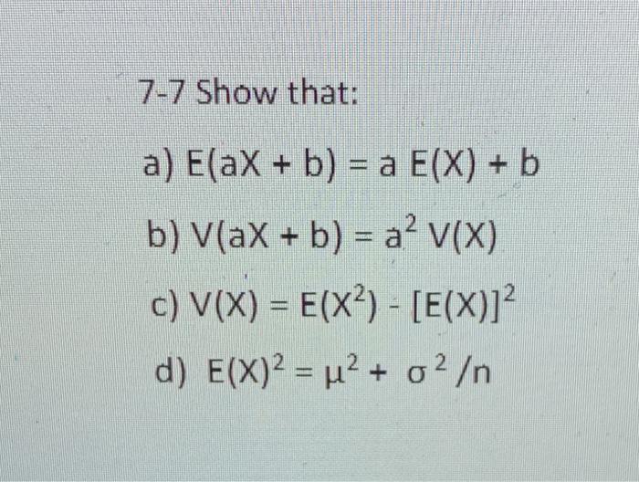 Solved 7 7 Show That A E Ax B A E X B B Vax Chegg Com