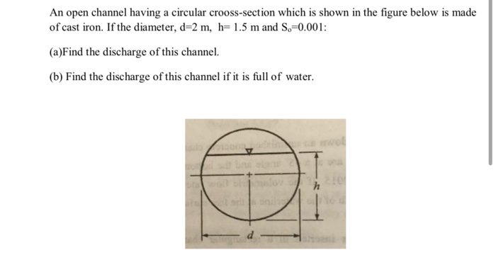 An open channel having a circular crooss-section | Chegg.com